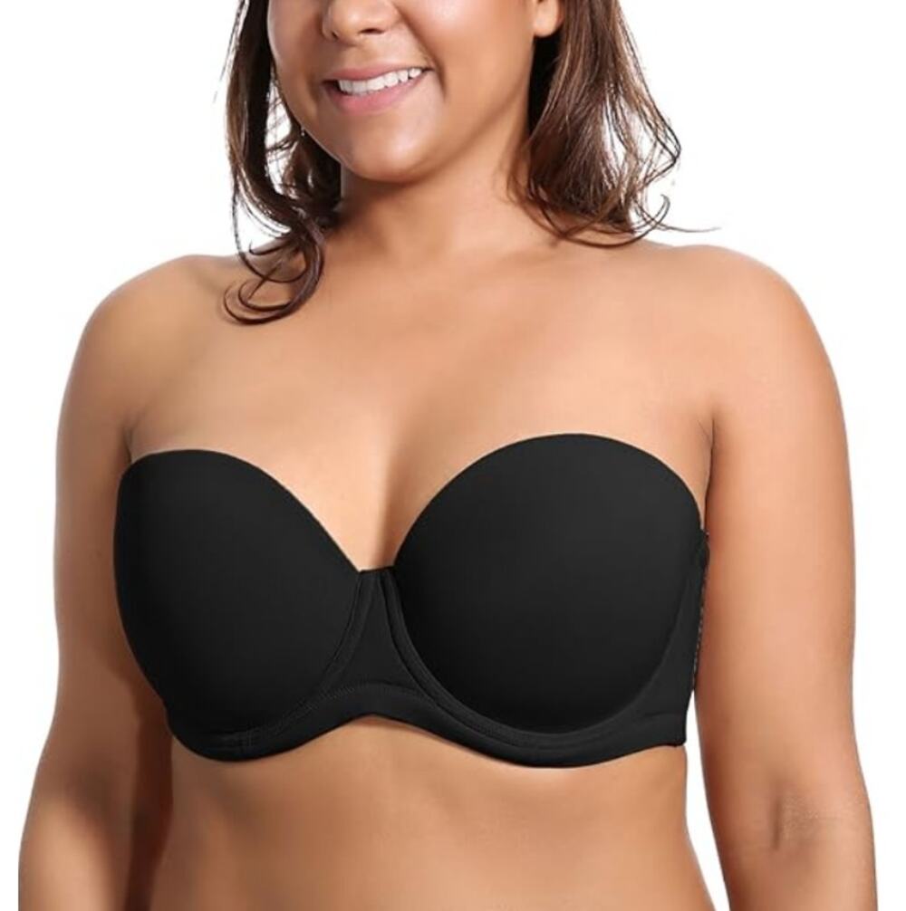 Delimira Women's Black Underwire Contour Full Coverage Strapless Bra Size 36DD